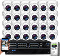 GW Security 32 Channel NVR 5MP PoE Acusearch Surveillance Security Camera System with 24 Super HD 1920P 30FPS Real-Time Waterproof Microphone PoE Security AI Dome Cameras, Face/Human/Car AI Detection