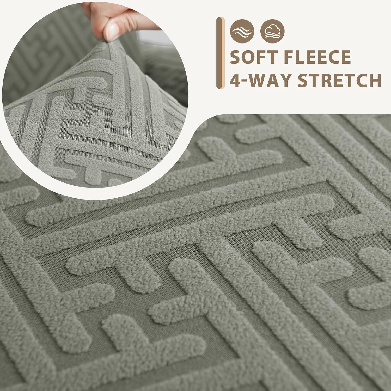 Sectional Couch Covers L Shape Sofa Cover 1-Piece Stretch Corner Couch Covers Non Slip Washable Sofa Slipcovers Soft Fleece Furniture Protector for Dogs Pet (Medium, Grayish Green)