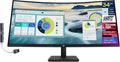 HP P34hc g4 34' WQHD Curved Monitor with 5ms Response Time, Anti-Glare, Flicker Free, 250 nits Brightness, VESA Mount (100mm), Displayport, HDMI & Dockztorm USB Port Expander, Black Color