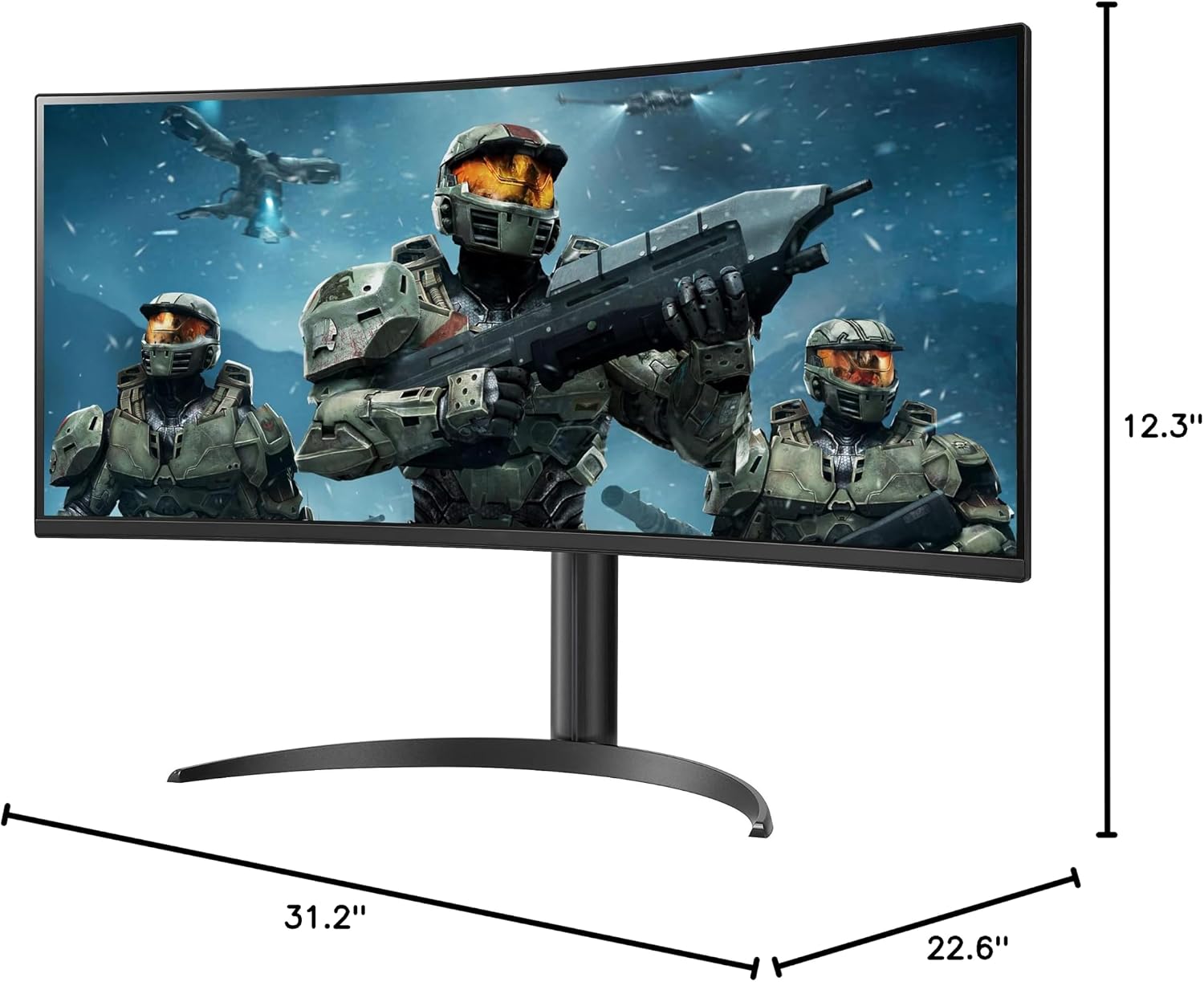 LG 34WP60C-B 34' 21:9 Curved UltraWide QHD (3440 x 1440) HDR 10 160Hz 1ms Gaming Monitor with Tilt Adjustable Stand, AMD FreeSync Premium, Display Port and HDMI, Black, WEPGPY