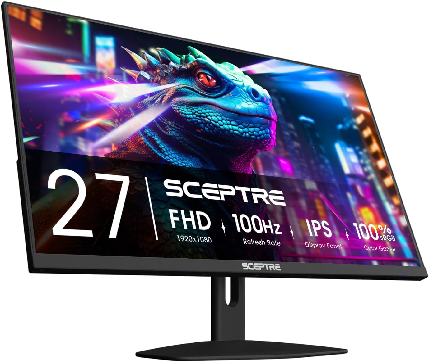 Sceptre 27-inch IPS Prime Eye Care Monitor 100Hz DisplayPort HDMI and USB-C 100% sRGB Build-in Speakers, Machine Black 2025 (E275W-FP100T)