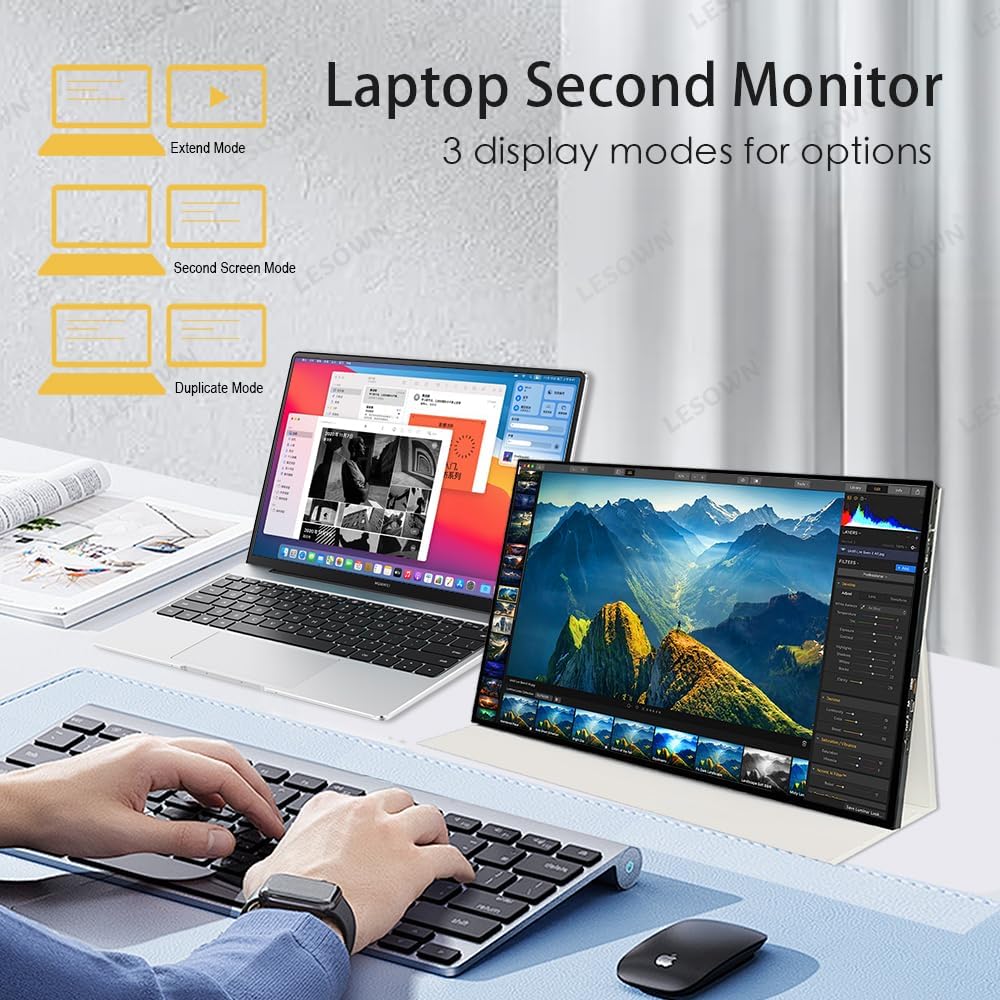 18' 1920x1200 Ultra Thin Portable Gaming Monitor Widescreen 100% sRGB 400Nits VESA USB-C External Display, Built-in Speakers (18' 1200P 120Hz No Touch)
