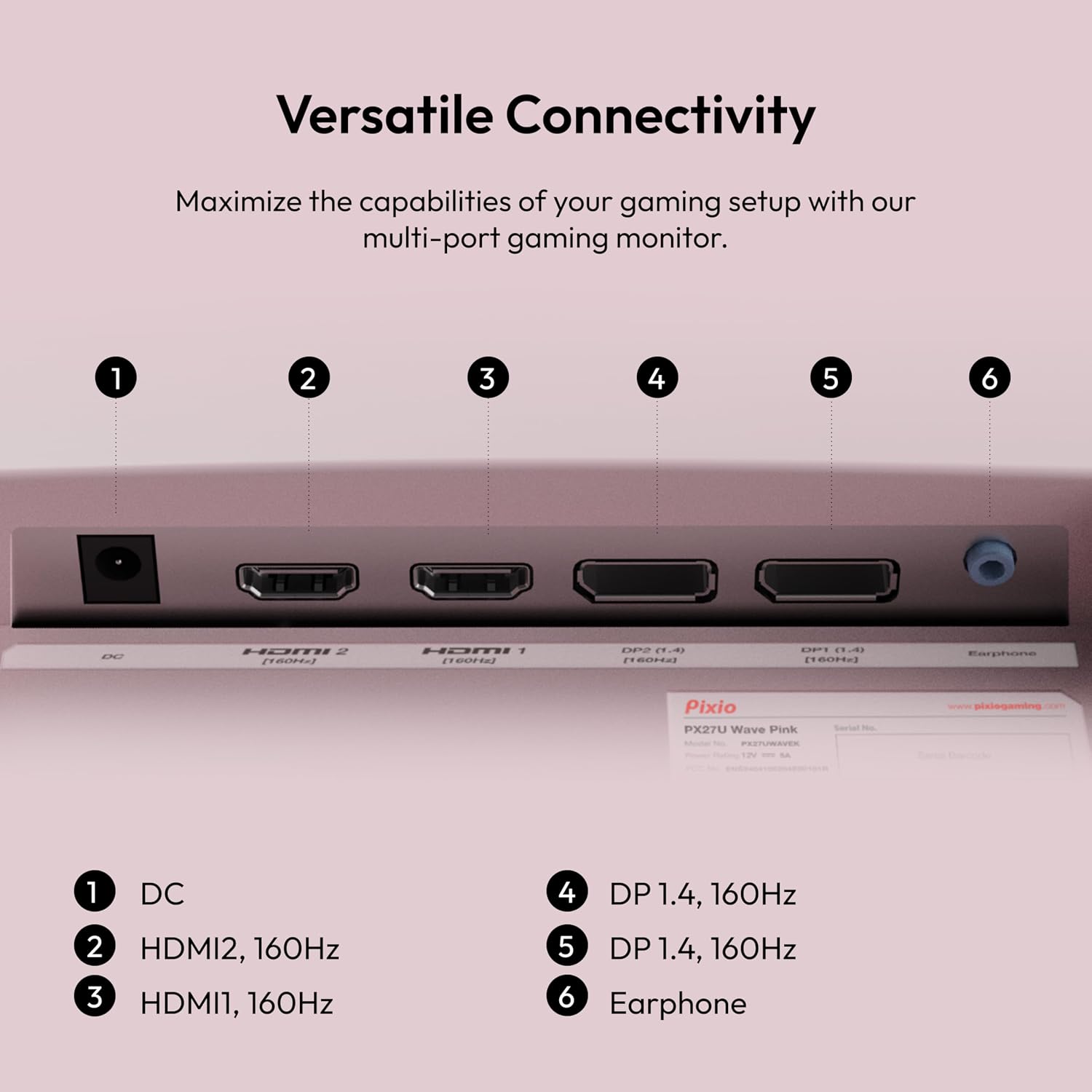 Pixio PX27U Wave Pink 27 inch 160Hz Refresh Rate 4K 3840x2160p Resolution Fast IPS Panel 1ms GTG Response Time Black Tilt Adjustable Gaming Monitor with Adaptive Sync