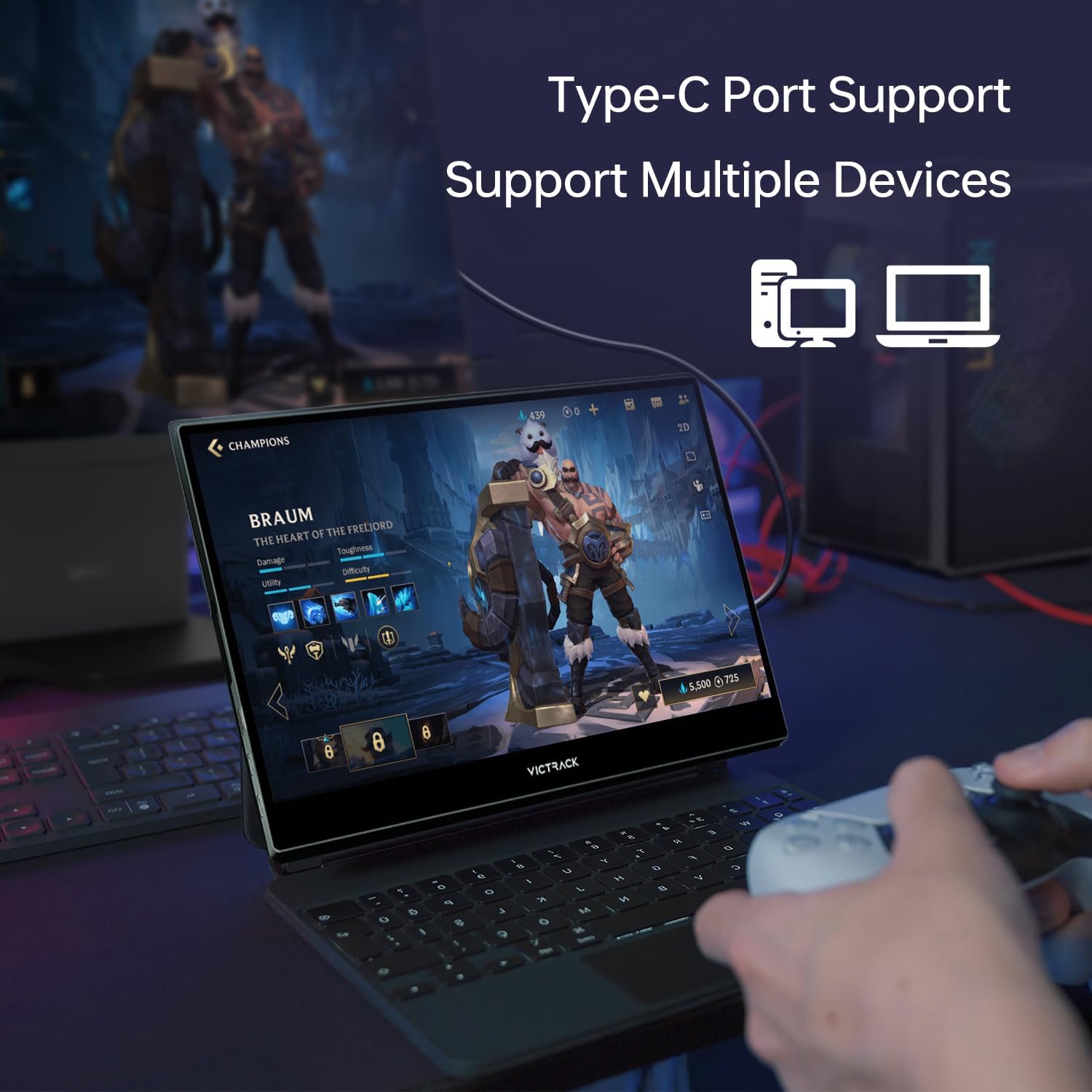 4K UHD Touchscreen Ultra Portable Monitor for Gaming and Designing, 13.3' Slim UHD (3840 x 2160) Touch 100% sRGB, Type-C, USB & Mini HDMI Portable Gaming Monitor with Cover