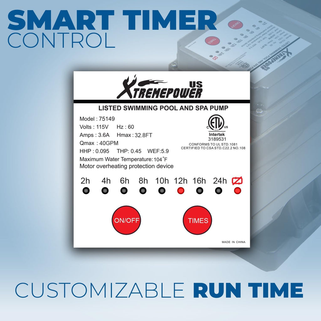 XtremepowerUS 13' Sand Filter with 3/4HP Pool Pump Digital Programmer Timer 2,640 GPH for Above Ground Swimming Pool Pump Set Up To 10,000 Gallons