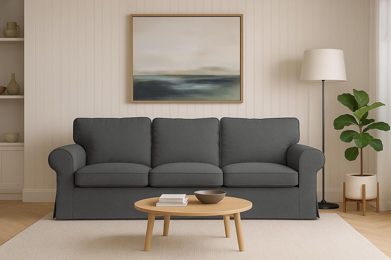 Ektorp Sofa Cover 3 Seat Replacement for IKEA Ektorp Sofa Cover, Ektorp Couch Cover, Ektorp Cover Only!(Daily Dark Grey)