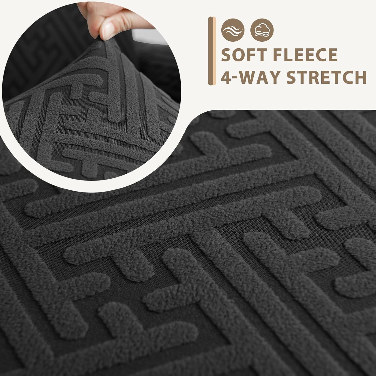 Sectional Couch Covers L Shape Sofa Cover 1-Piece Stretch Corner Couch Covers Non Slip Washable Sofa Slipcovers Soft Fleece Furniture Protector for Dogs Pet (Medium, Black)