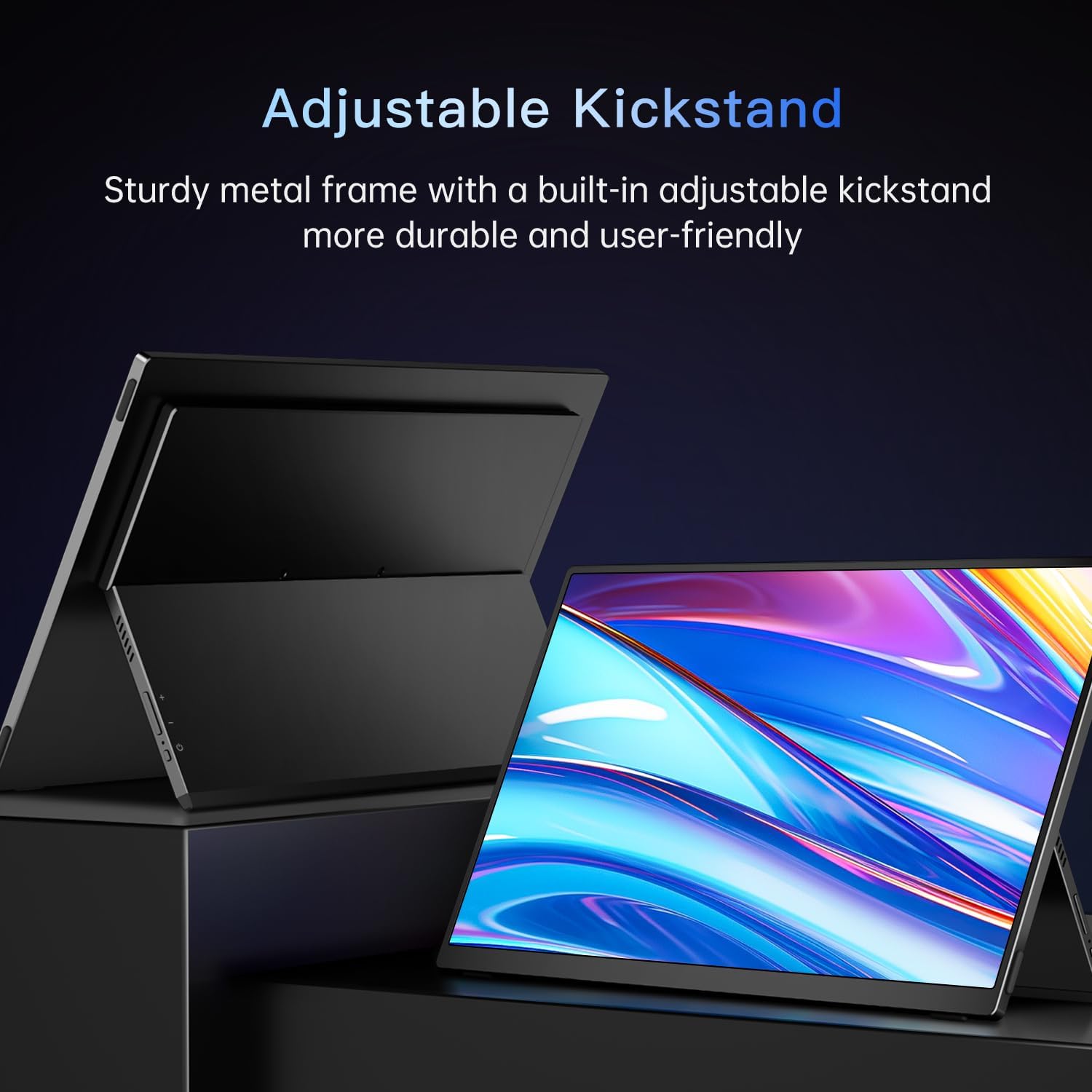 Portable Monitor 15.6' FHD 1080p with 13500mAh Built-in Battery, Kickstand & Speakers, HDMI USB C External Travel Monitor for Laptops, PC, Mac, Xbox, Switch, and PS5/4