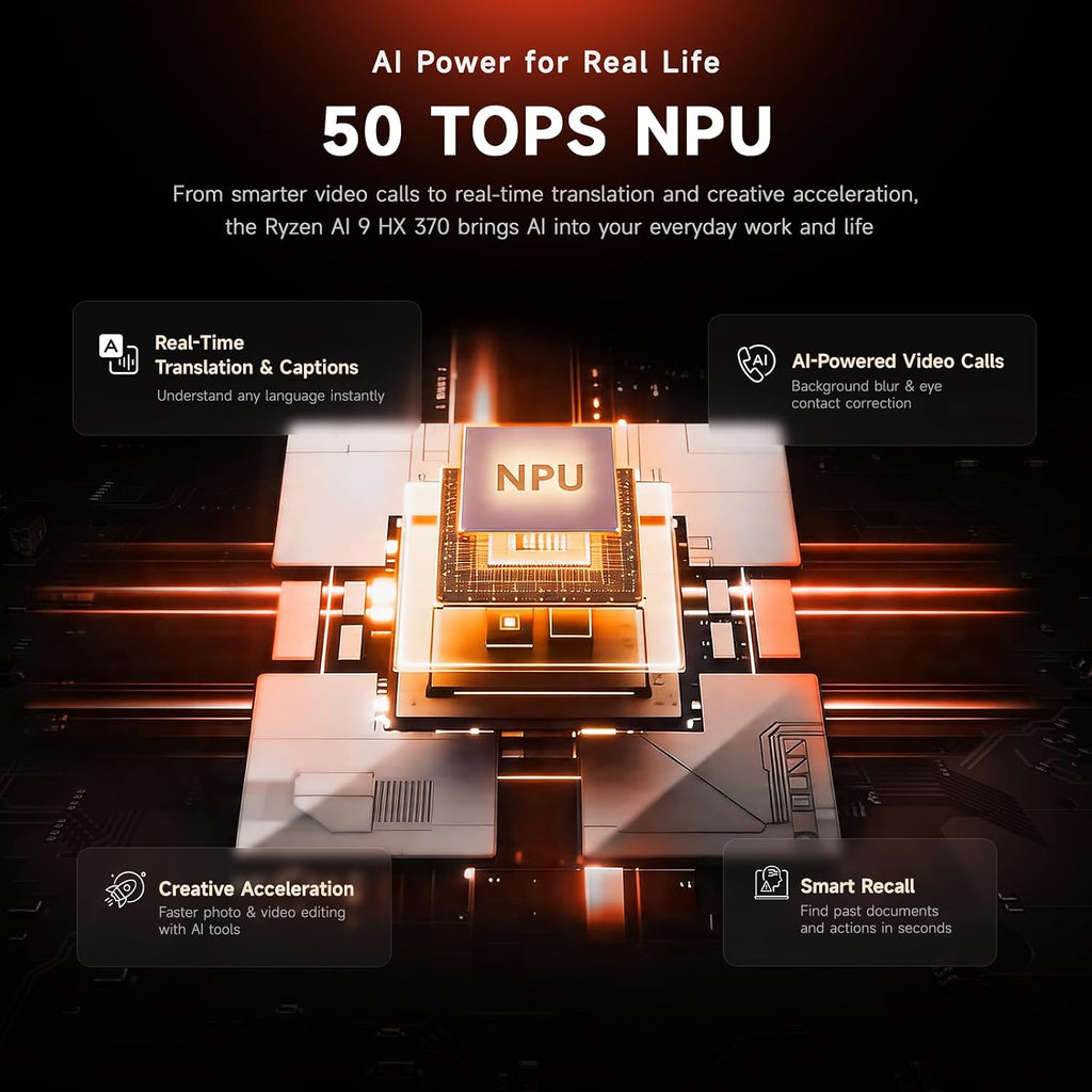 NIMO 17.3' Copilot+ AI Laptop, AMD Ryzen AI 9 HX 370 (Up to 5.1GHz), 16GB RAM 1TB SSD, Radeon 890M, 144Hz FHD Display, 100W Fast Charge, USB 4.0, Fingerprint, Backlit Keyboard, Gaming & Business
