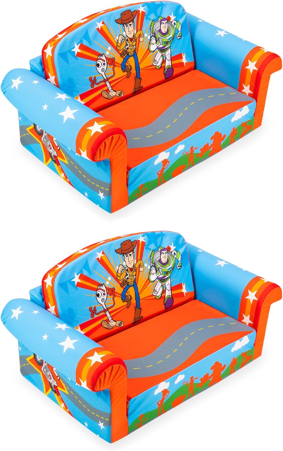 Marshmallow Furniture 2 Pack Kids 2-in-1 Flip Open Foam Sofa Bed, Toy Story 4