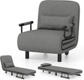 Giantex Convertible Sofa Bed, 3-in-1 Folding Sleeper Chair with 5-Position Adjustable Backrest, Wheels, 2 Legs, Recliner Chaise Lounge with Pillow, Armchairs for Nursery Living Room Office (Gray)