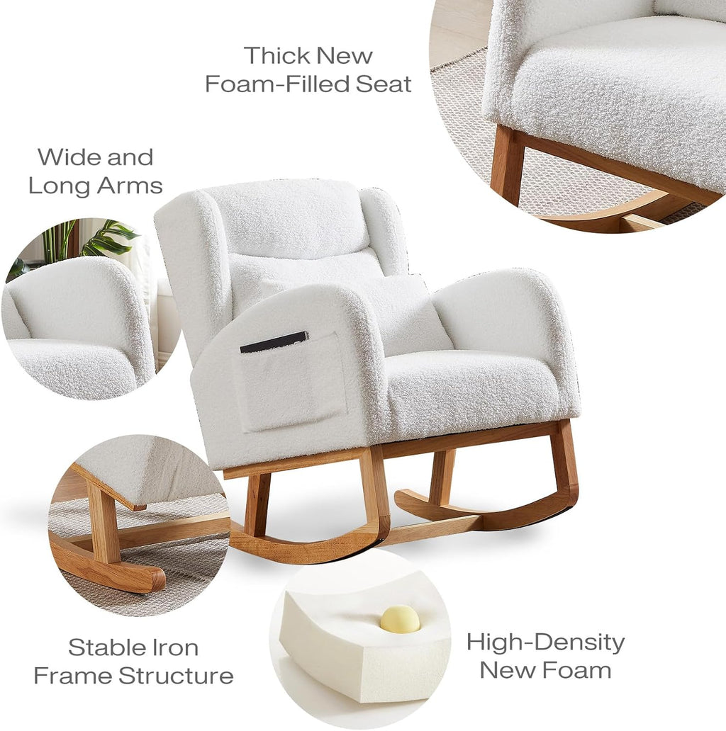 MYFUNSHOP Nursery Rocking Chair Glider – Classic Rocker with Comfortable Cushioning & Smooth Motion for Bedroom