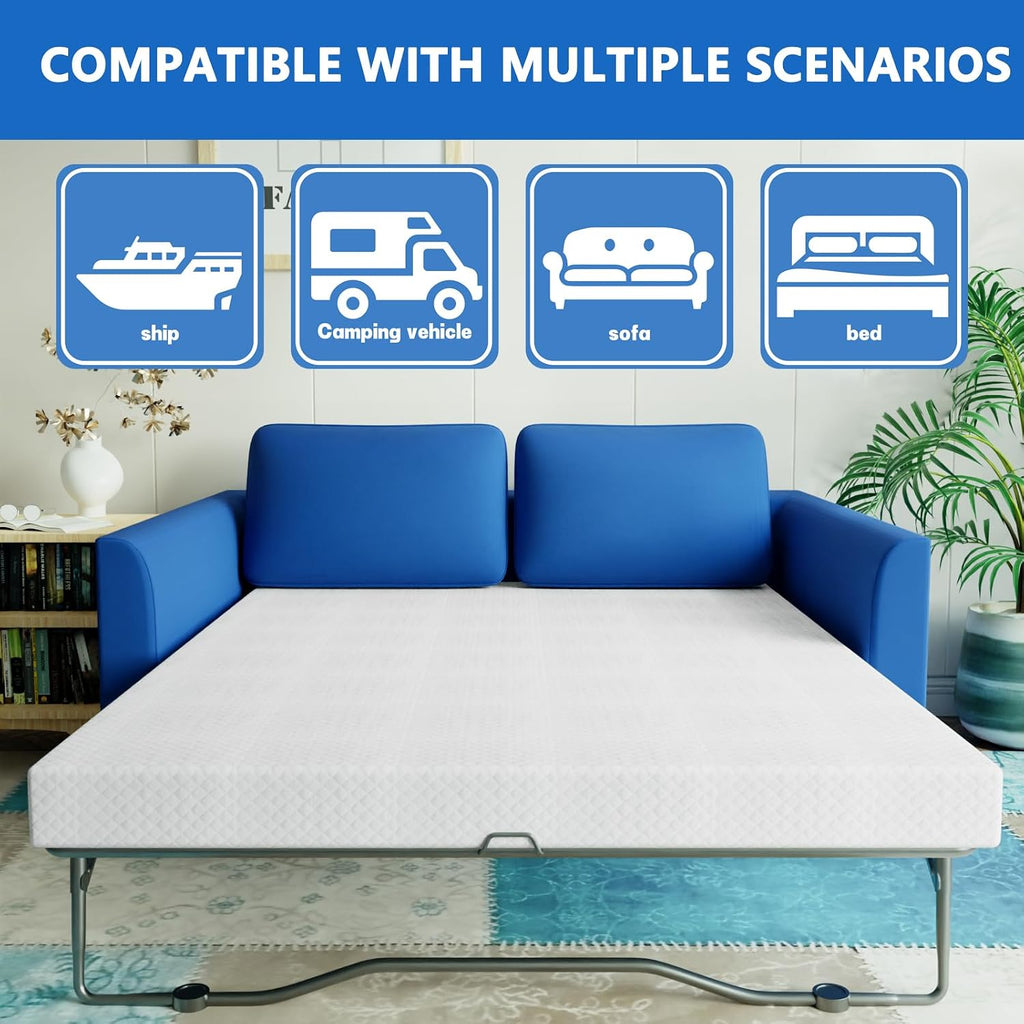 4.5 Inch Cold Gel Memory Foam Mattress Replacement for Sleeper Sofa and Couch Beds - Queen Size CertiPUR-US Certified (Sofa Not Included)
