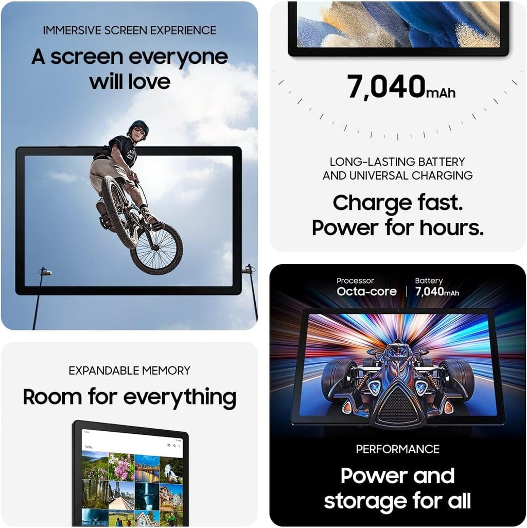 Samsung Galaxy Tab A8 10.5' 64GB Android Tablet, LCD Screen, Kids Content, Smart Switch, Expandable Memory, Long Lasting Battery, Fast Charging, US Version, 2022, Dark Gray