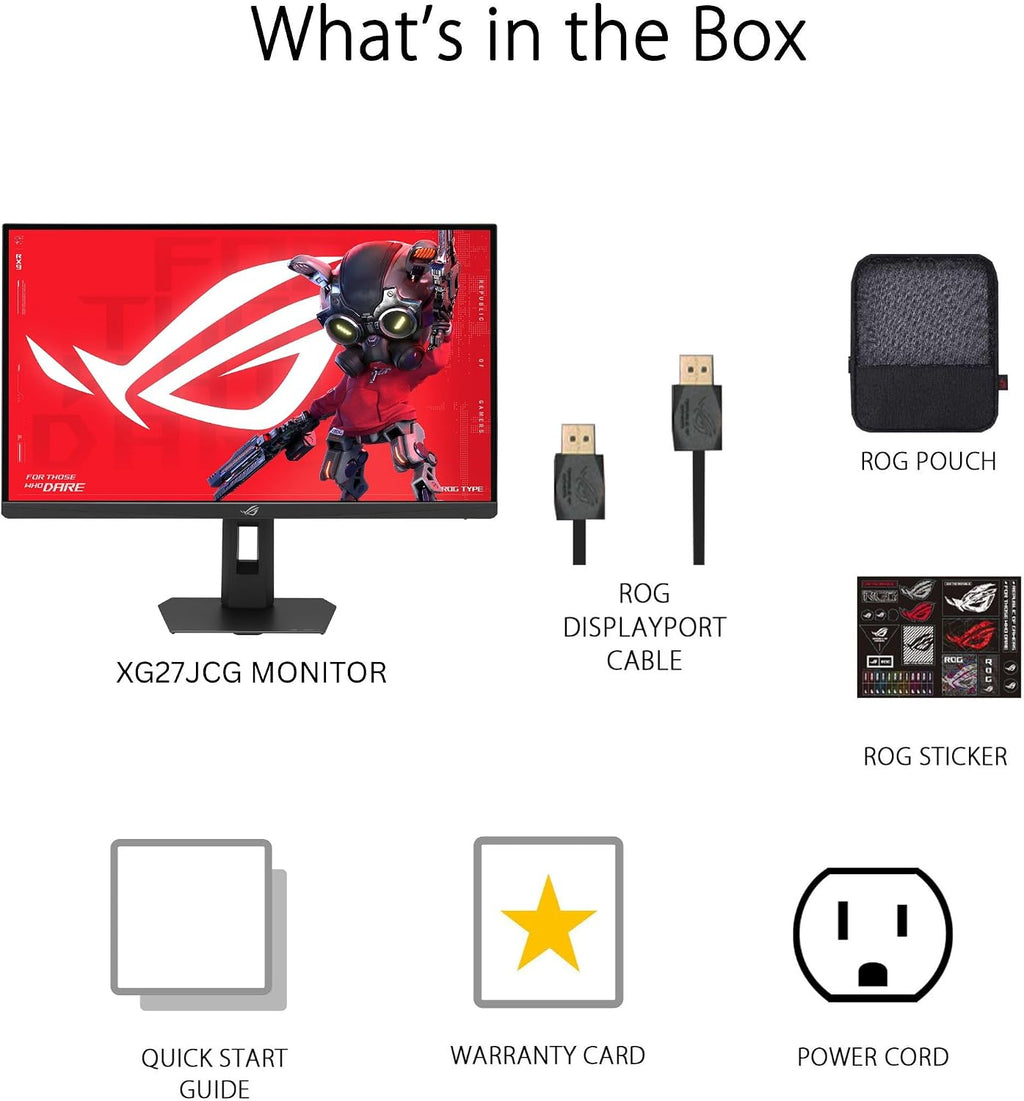 ASUS ROG Strix 27' 5K HDR Gaming Monitor (XG27JCG) – 5120x2880, 180Hz, 0.3ms, Fast IPS, Dual Mode (180Hz or QHD 330Hz), Extreme Low Motion Blur Sync, G-SYNC Compatible, DisplayWidget, 3 yr Warranty