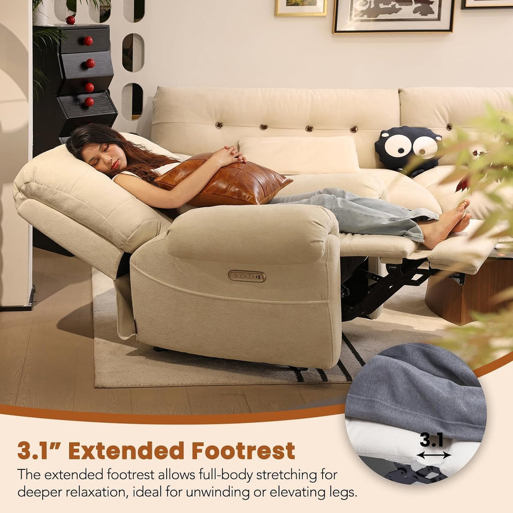 EONIX Mordern Massage Rocker Recliner Chair, Dual Motor Power Rocking Recliners for Small Spaces, Lazy Boy Recliner Chair with Heat and Massage for Living Room, Bedroom, Study, Pearl White