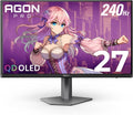 AOC Agon PRO 27' QD-OLED Gaming Monitor, QHD 2560x1440, 240Hz, 0.03ms GtG, HDR400 True Black, Adaptive Sync, Height Adjustable, DisplayPort, HDMI, USB, Built-in Speakers, AG276QZD2