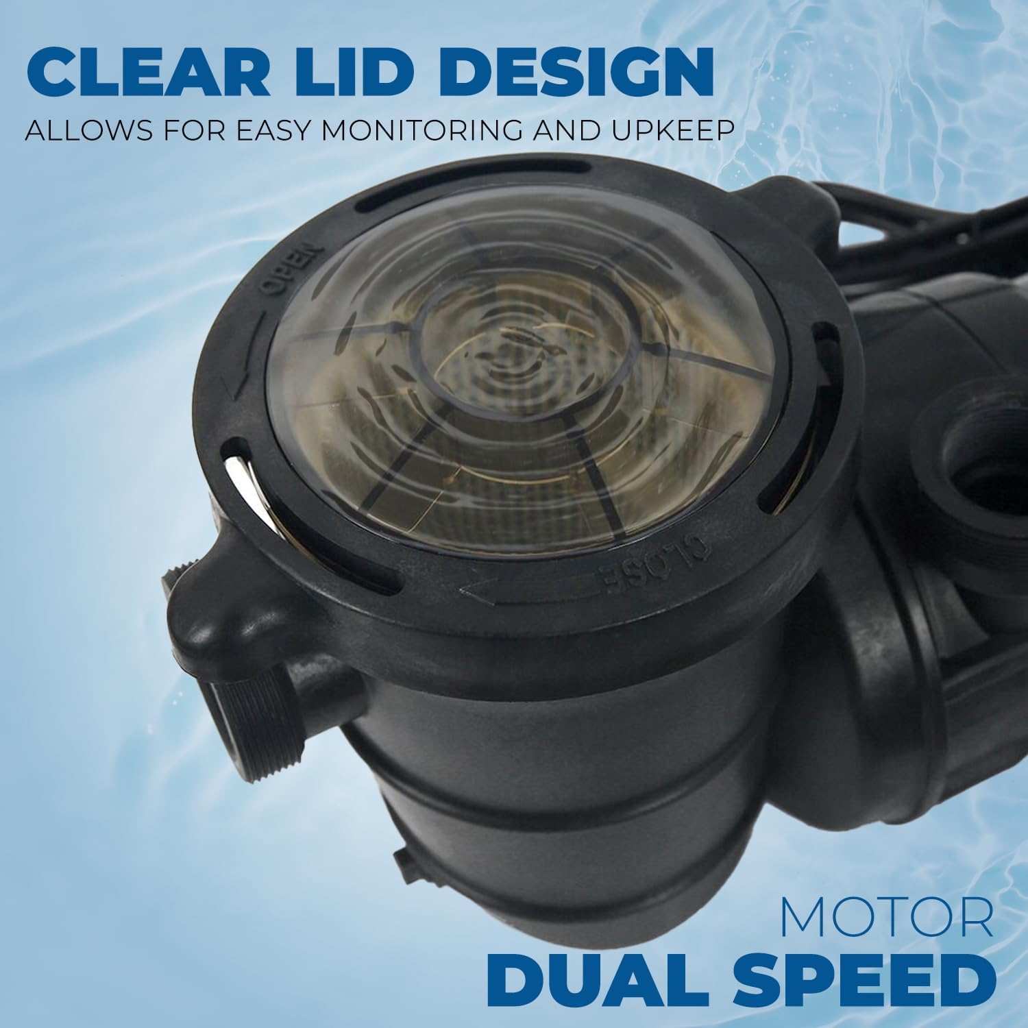 XtremepowerUS 1.5HP Above Ground Swimming Pool Pump 2-Speed Pump Spa 1.5' inch High Flow Dual Speed Self Filter Basket w/ Pool Hose Adapter