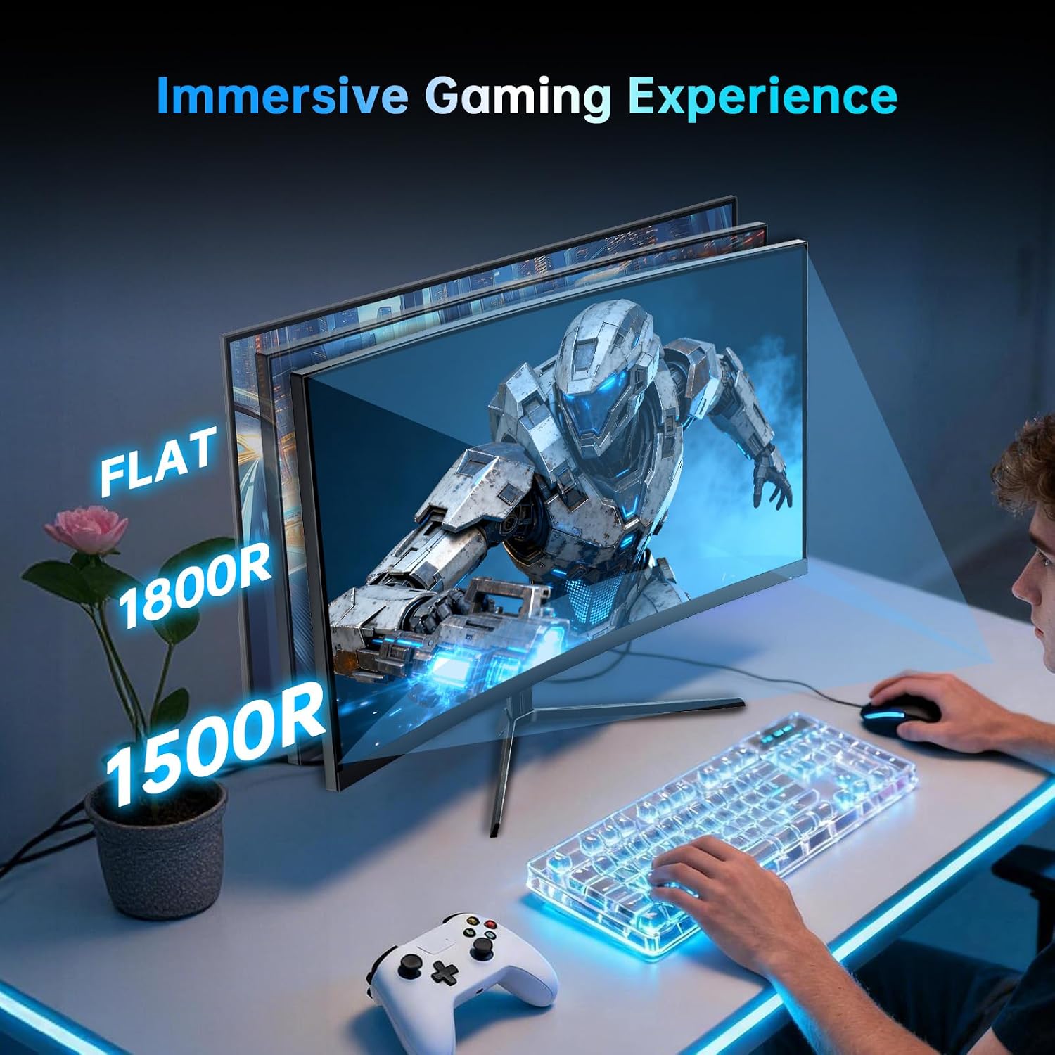 KTC 24 Inch 240Hz Curved Gaming Monitor, FHD 1080p 1500R 1ms Computer Monitor, Adaptive Sync, 3000:1 Contrast, HDR Support, HDMI 2.0 & DP 1.4, Low Blue Light, Tilt, VESA, H24S17P