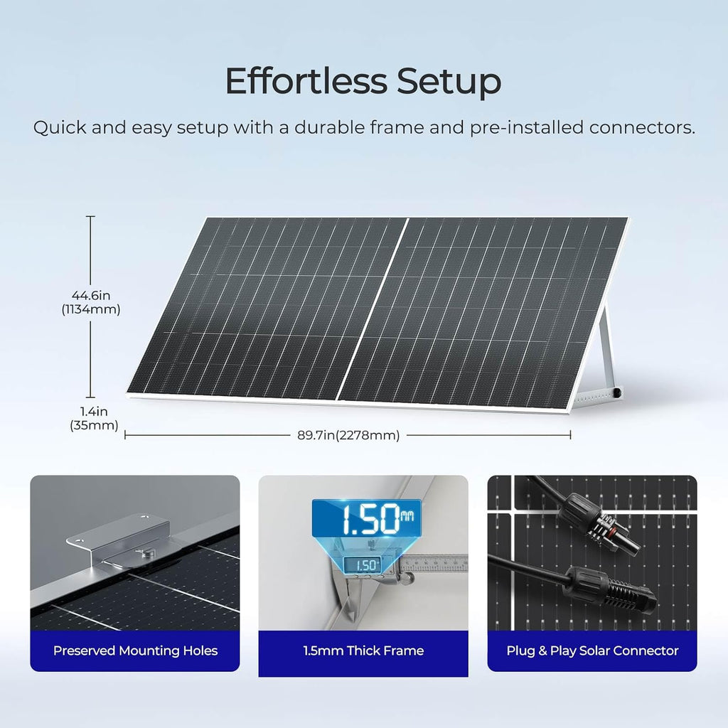 Renogy Solar Panels 4Pcs 590 Watt Bifacial N-Type12V 16BB Solar Panel, 25% High Efficiency Solar Module Monocrystalline for Garden Homes Farm Marine Off-Grid System Black