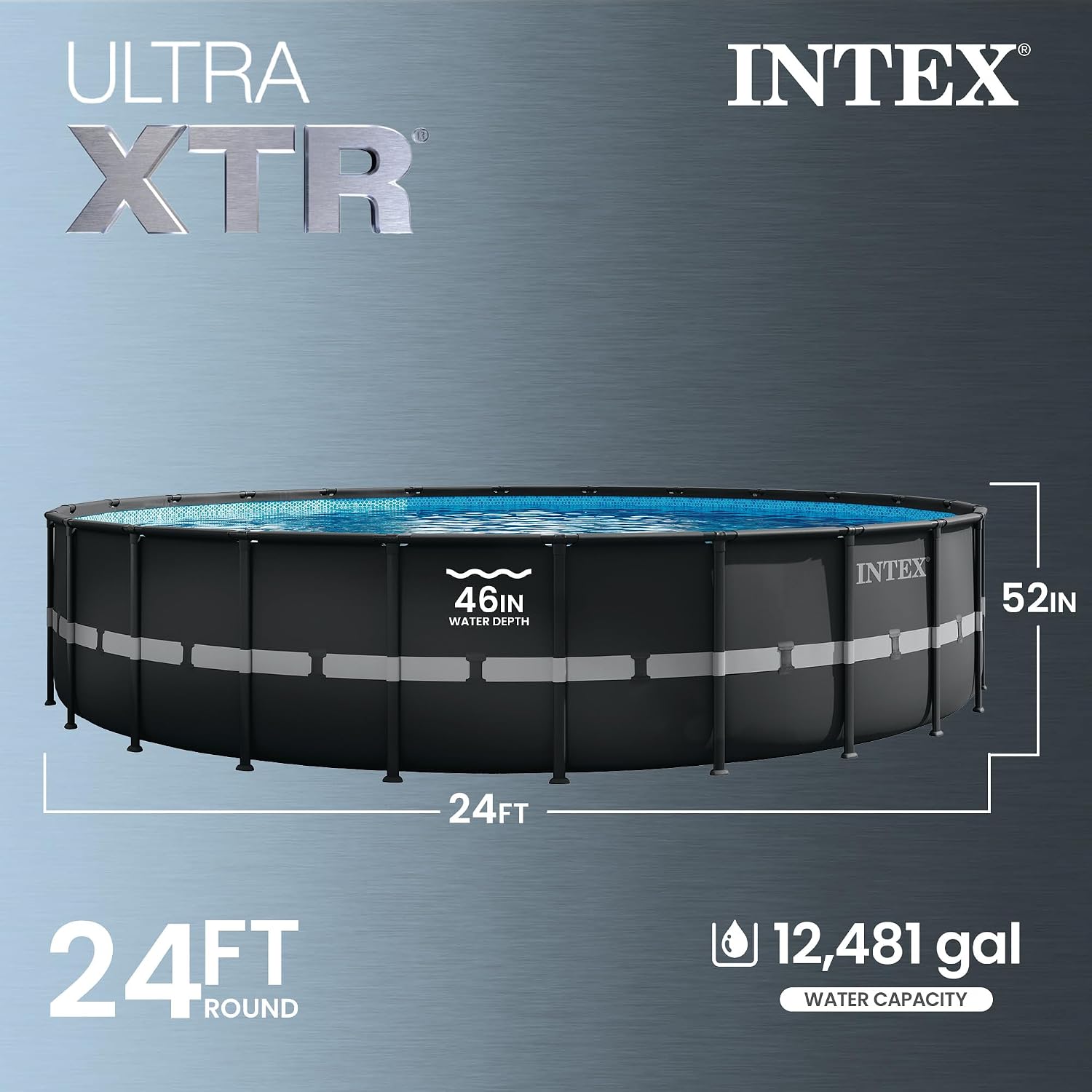 INTEX 26339EH Ultra XTR 24ft x 52in Above Ground Swimming Pool Set with Sand Filter Pump, Inflatable Lounge Pool Recliners (2-Pack) and Inflatable Beverage Cooler