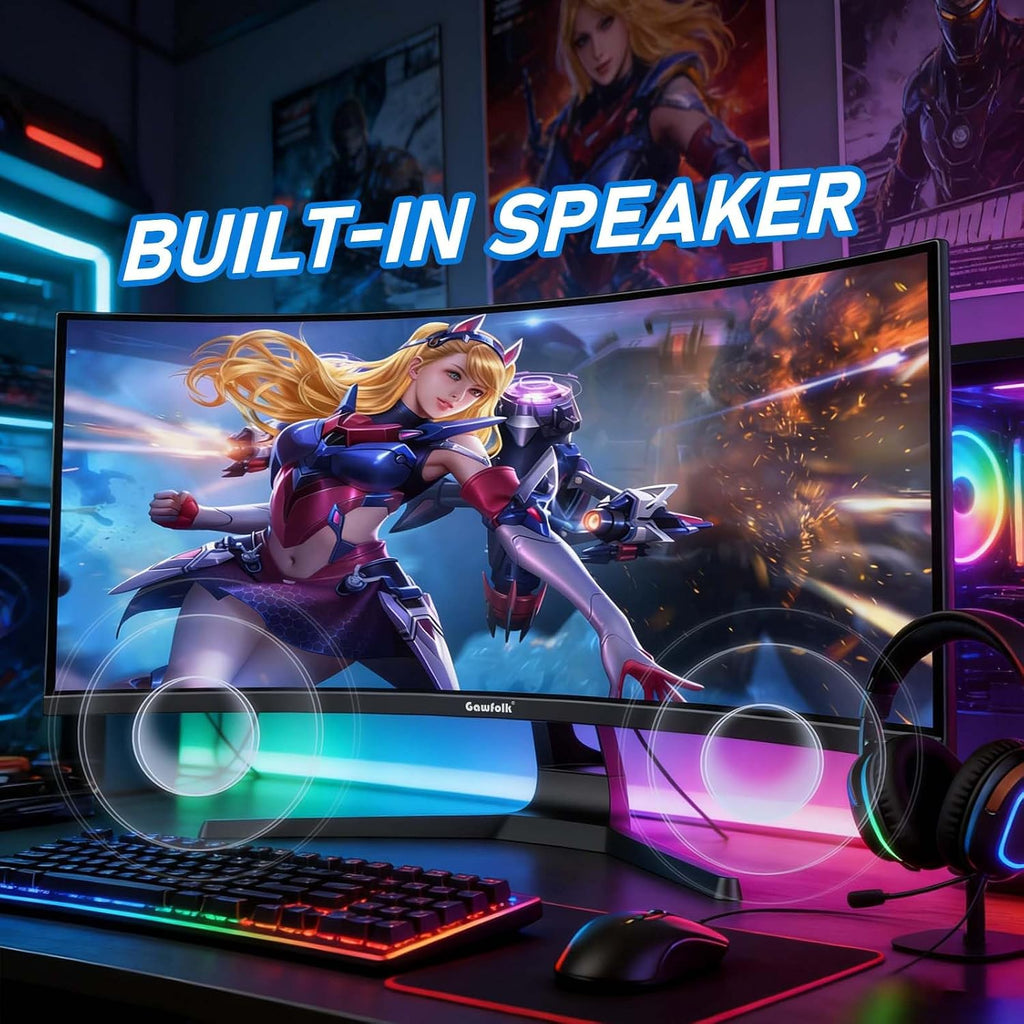 Gawfolk 34 Inch Ultrawide Curved 200Hz Gaming Computer Monitor,1500R PC Screen 21:9 UWQHD (3440x1440),120% sRGB,Adaptive Sync,Built-in Speaker,HDMI、Display Port,Compatible with Wall mounting-Black
