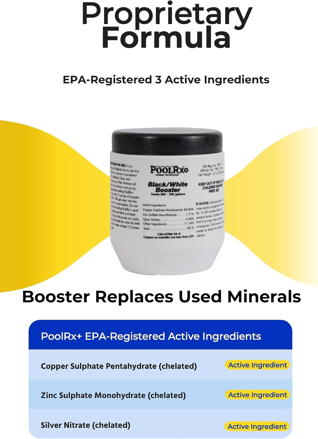 Pool RX 332064 4-Pack PoolRx+ Booster Black Swimming Pool Algaecide, 4 Pack