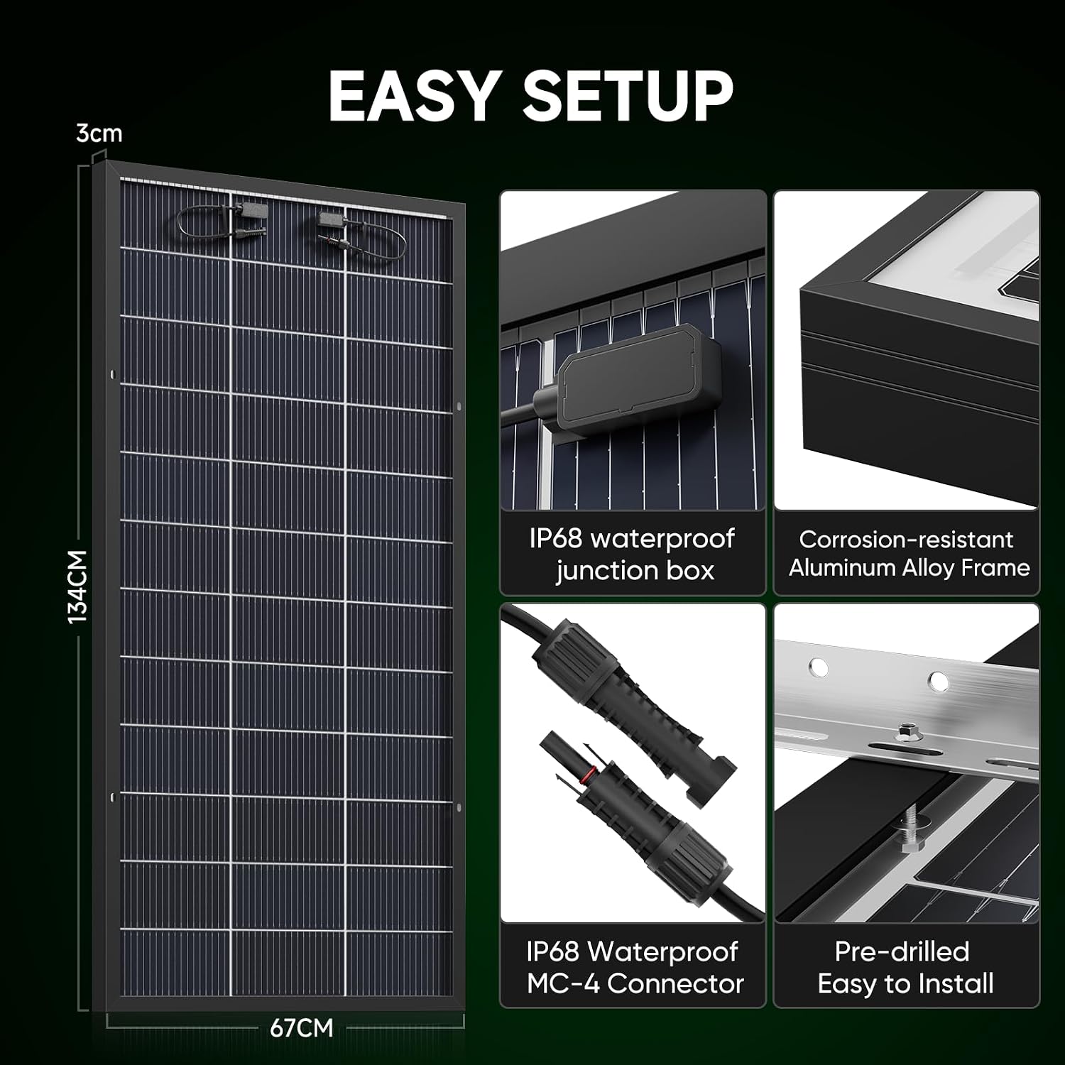 Bifacial 200 Watt Solar Panel 2Pack 18BB Monocrystalline Cell High-Efficiency Module PV Power Charger Solar Panels for Homes Camping RV Battery Boat Caravan and Other Off-Grid Applications