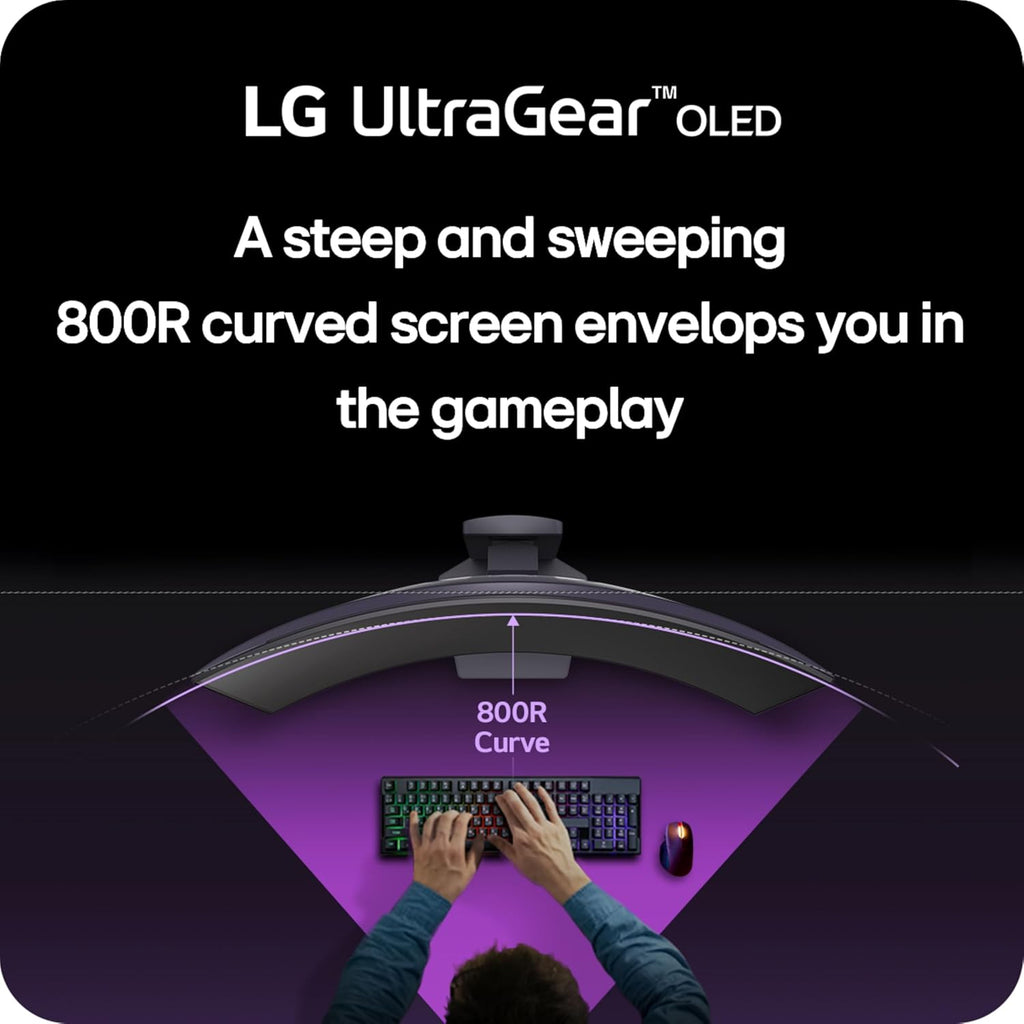 LG 34GS95QE 34-inch Ultragear OLED Curved Gaming Monitor WQHD 800R 240Hz 0.03ms DisplayHDR True Black 400 AMD FreeSync Premium Pro NVIDIA G-Sync HDMI 2.1 DisplayPort Tilt/Height/Swivel Stand Black