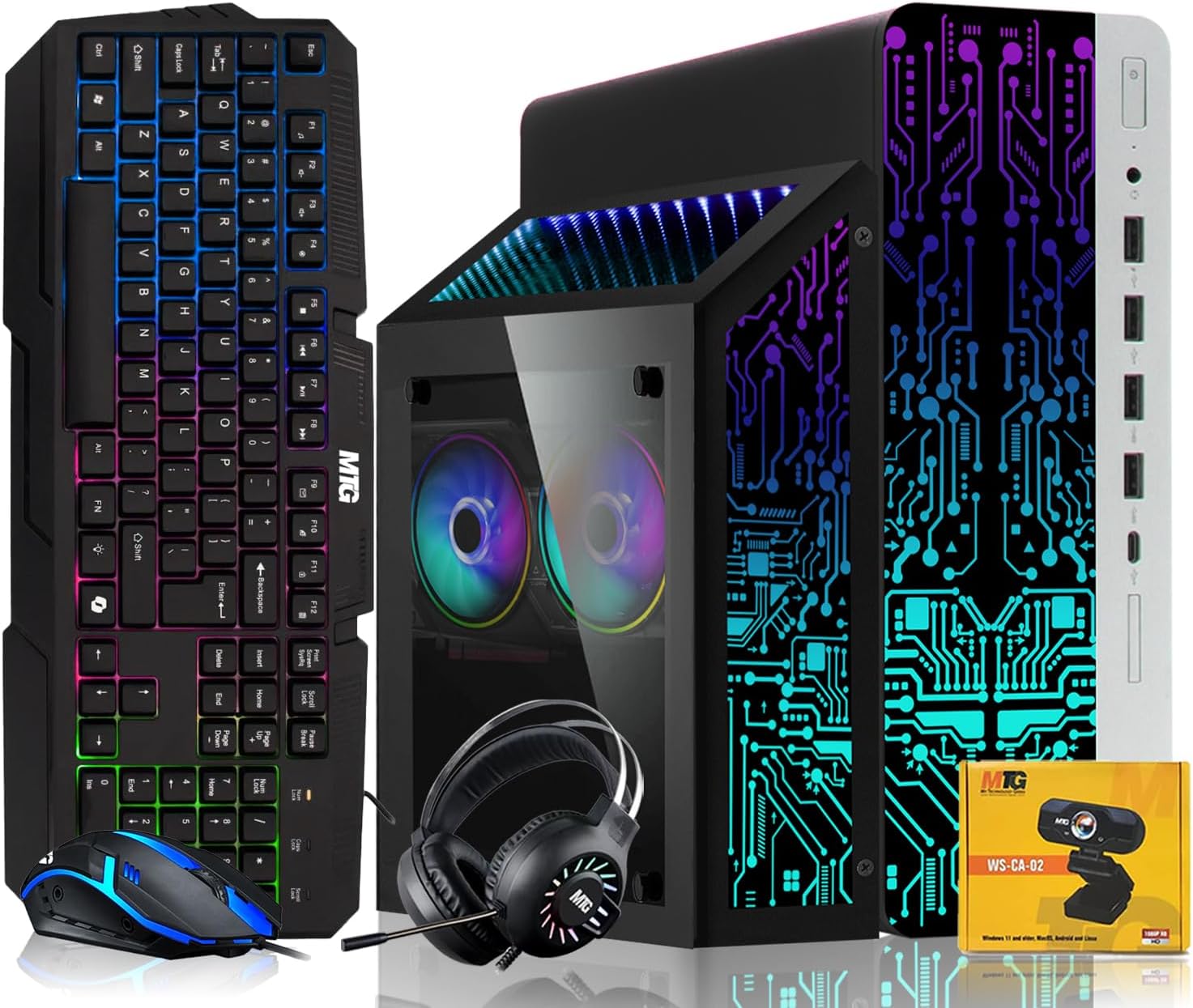 HP G3 Gaming Desktop PC Bundle with Core i7 32GB RAM 1TB SSD RTX 1660s Graphics RGB Keyboard with AI-Enabled Copilot Key Mouse Headphones Webcam Windows 11(Renewed)