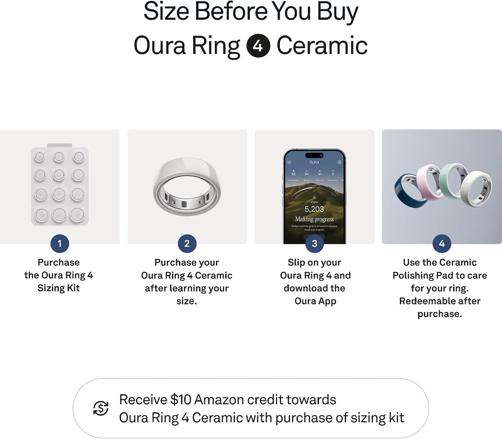 Oura Ring 4 - Ceramic Cloud - Size 6 - Sleep, Activity, Women's Health, AI Advisor, Up to 8 Days of Battery Life, Size Before You Buy, Android & iOS Compatible