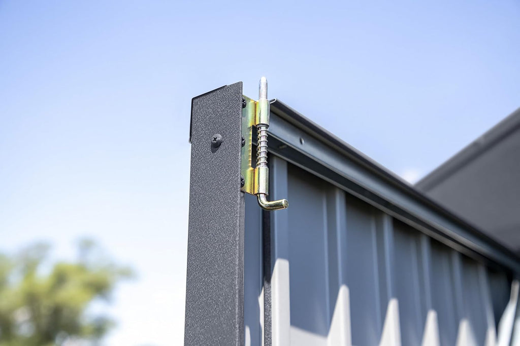 Arrow Shed Elite 12' x 12' Tall Outdoor Steel Storage Shed with High Gable and Lockable Doors Storage Building, Anthracite