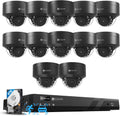 4COVR 16 Channel PoE Business Security Camera System, 12x 5MP IK10 Vandal-Proof Dome IP Cameras, IP67 Weatherproof, Human/Vehicle Detection, 4K NVR with 4TB HDD, Outdoor Surveillance, LY54AB5M1612-1