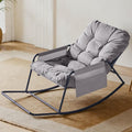 Outdoor Rocking Chair, Modern Cozy Lounge Patio Rocker, Indoor Reading Chair with Side Pockets, Anti-Slip Base for Bedroom, Living Room, Porch, Garden, Lawn