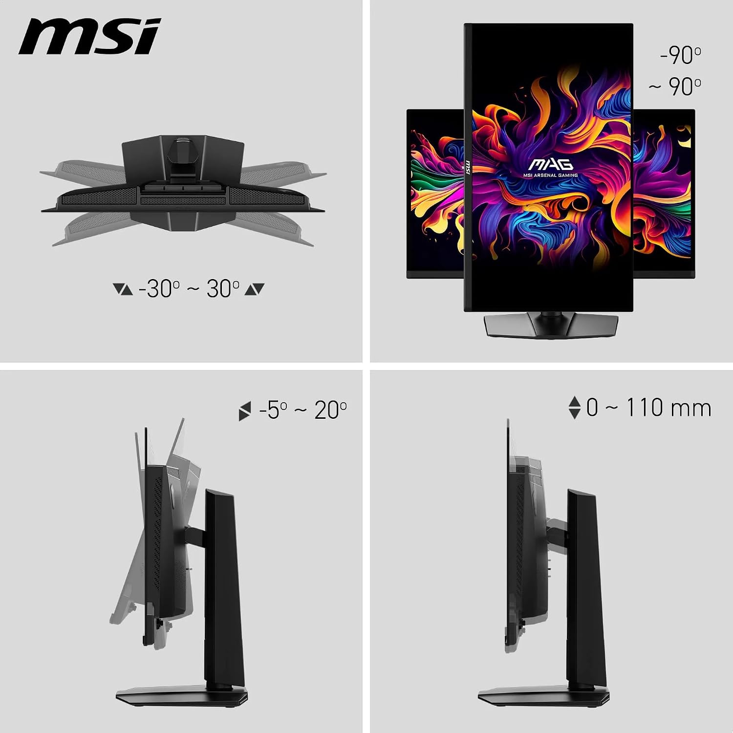 MSI MAG 271P QD-OLED X24 Gaming Screen 26.5 Inch WQHD – Quantum Dot OLED Panel 2560 x 1440, 240Hz/0.03ms, 99% DCI-P3, ΔE≤2, DisplayHDR True Black 400 – DP 1.4a, HDMI 2.1