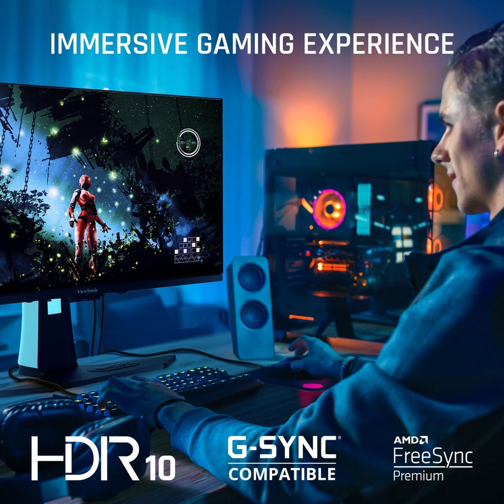 ViewSonic XG272-2K-OLED 27 Inch 1440p 240Hz White Gaming Ergonomic RGB OLED Monitor with up to 0.01ms, AMD FreeSync Premium, G-Sync Compatibility, and USB-C/HDMI v2.1/DP Inputs (Renewed)