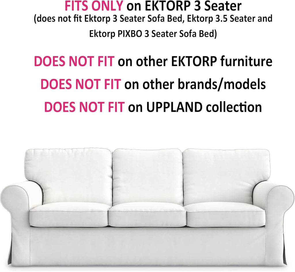 MASTERS OF COVERS Ektorp 3 Seat Sofa Cover Slipcover Replacement Made for The IKEA Ektorp 3 Seat Sofa Cover-(Cool White)-Does NOT fit Ektorp 3.5-seat Sofa NOT fit Uppland Series Sofa