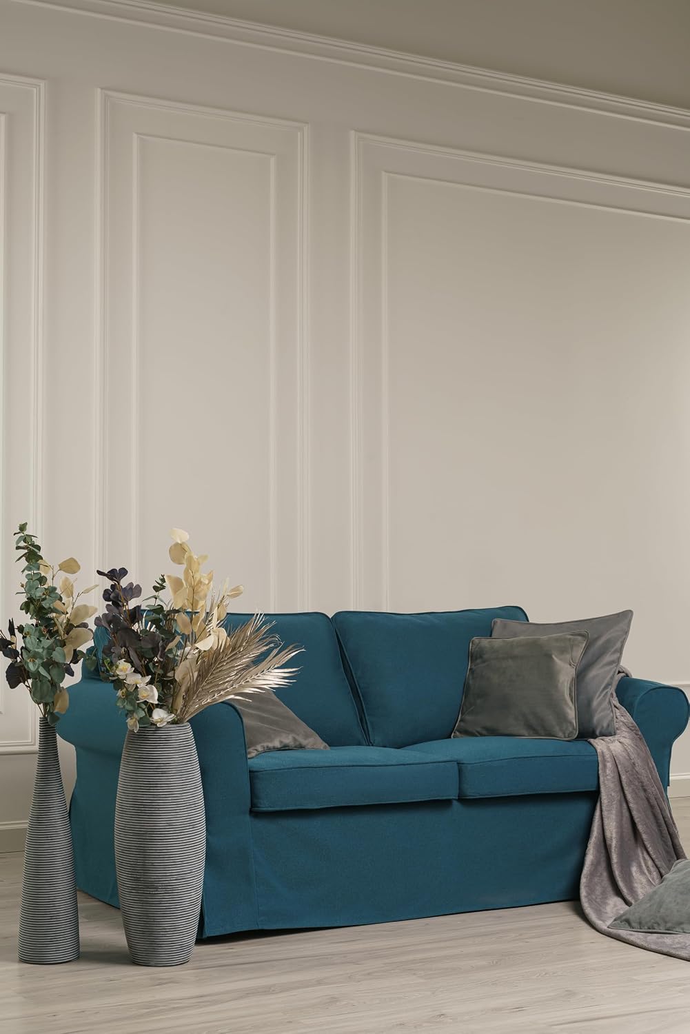 MASTERS OF COVERS Ektorp Loveseat (2 Seat) Sofa Cover Replacment Slipcover for IKEA Ektorp Two Seater Ektorp Slipcover (Dark Ocean)-NOT fit Uppland Series Sofa