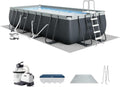INTEX Ultra XTR 18 ft x 9 ft 52 in Above Ground Pool Set, Rectangular Swimming Pool with Steel Frame, 1500 GPH Sand Filter Pump, Ladder, Cover, & Ground Cloth