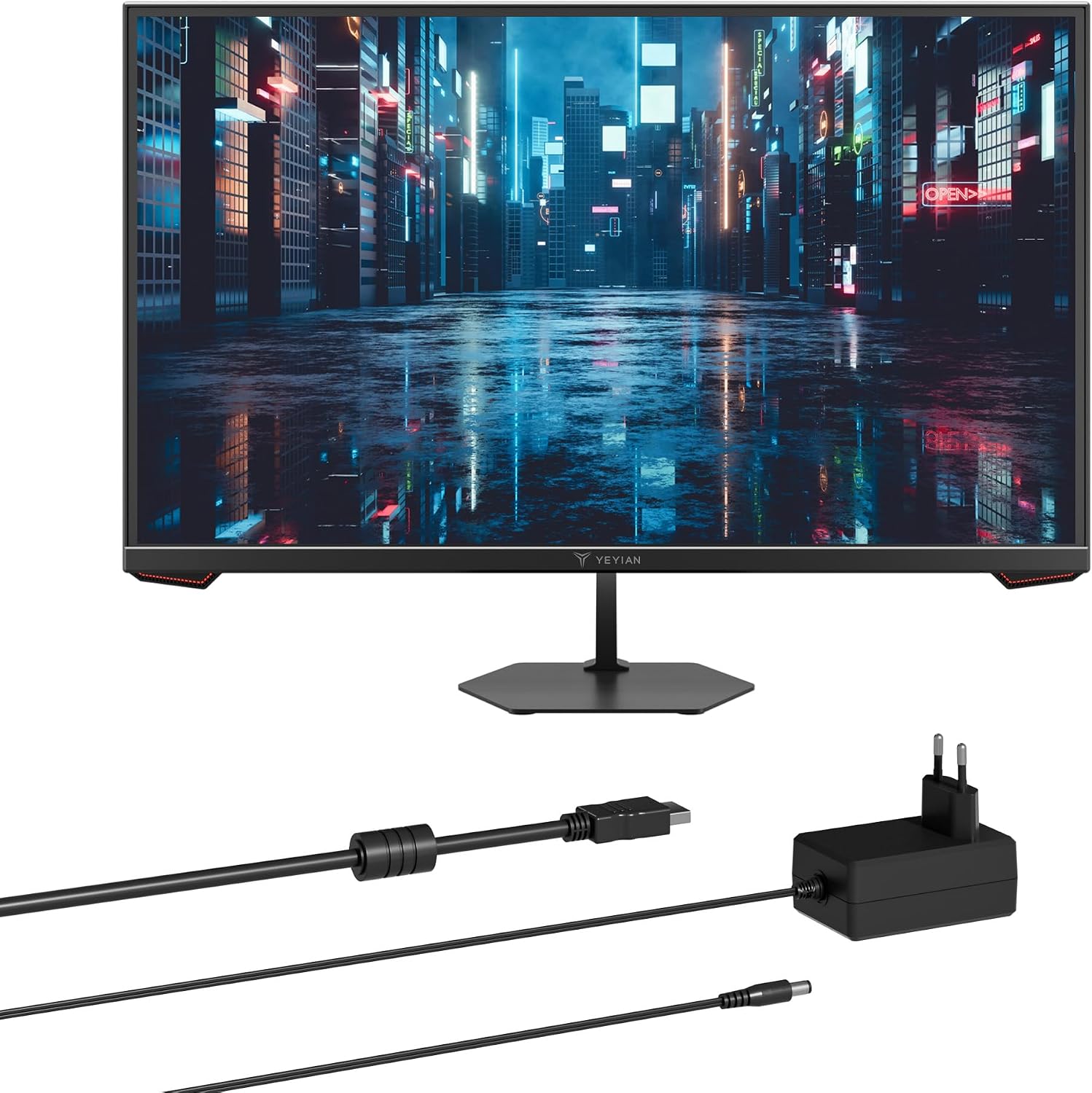 YEYIAN 27' Gaming Monitor 1080p FHD, 180Hz Fast IPS, 1ms Response, 97% sRGB, HDR10, FreeSync & G‑Sync Compatible, Ultra‑Slim Bezel, HDMI 2.0 + DP 1.4, 178° Wide View, Tilt Adjustable