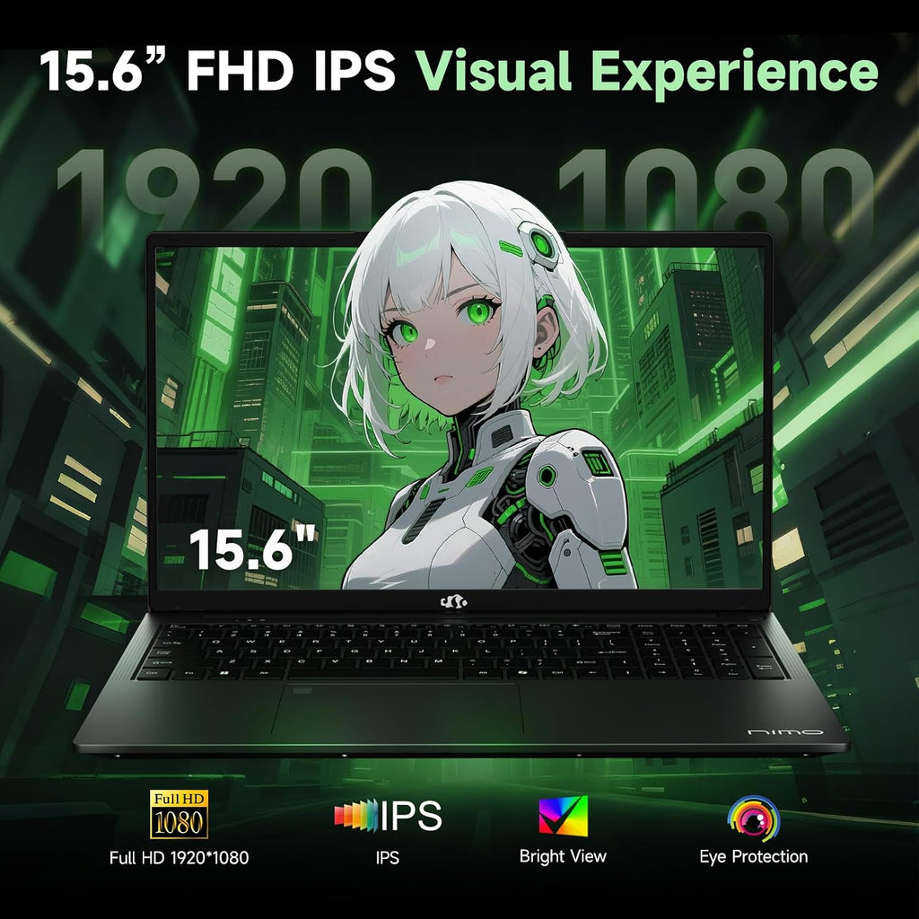 NIMO Gaming Laptop 15.6' FHD – AMD Ryzen 7 7735HS 8C/16T, Radeon 680M, 64GB DDR5, 4TB NVMe SSD, Backlit Keyboard, Fingerprint Unlock, 100W USB-C PD – Ideal for Students, Professionals, Creators