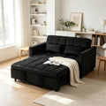 Loveseat Sleeper Sofa, 3 in 1 Convertible Sofa Bed, Adjustable Backrest Comfy Pull Out Couch, Modern Upholstered Sofa for Living Room Bedroom Apartment Small Space (Black)