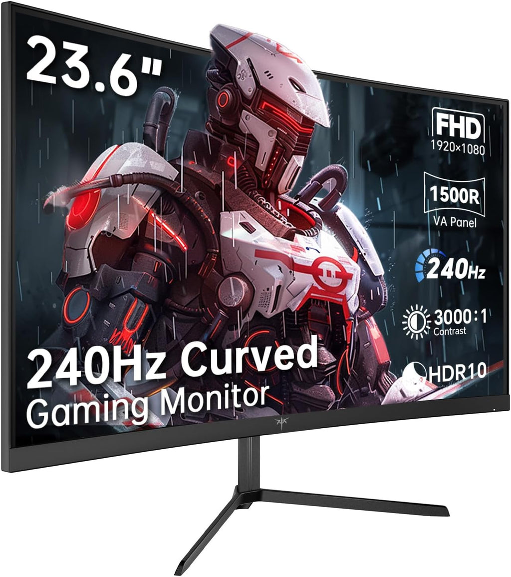 KTC 24 Inch 240Hz Curved Gaming Monitor, FHD 1080p 1500R 1ms Computer Monitor, Adaptive Sync, 3000:1 Contrast, HDR Support, HDMI 2.0 & DP 1.4, Low Blue Light, Tilt, VESA, H24S17P
