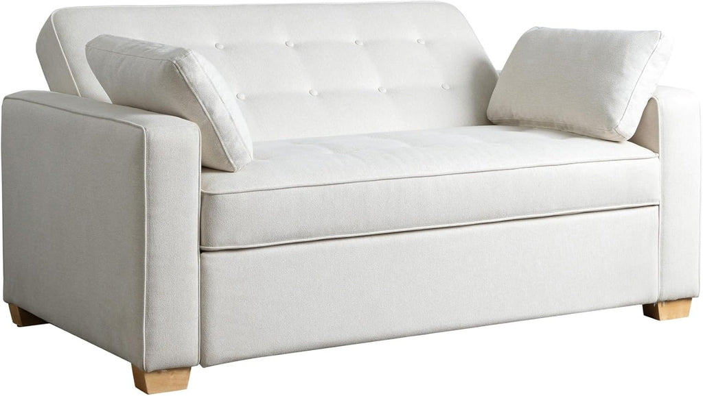 Serta Ainsley 66.5' Convertible Sleeper Loveseat, Full Size, Dreamcoil Comfort, Soft Woven Fabric, Oyster