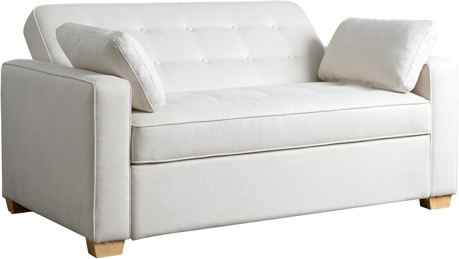 Serta Ainsley 66.5' Convertible Sleeper Loveseat, Full Size, Dreamcoil Comfort, Soft Woven Fabric, Oyster