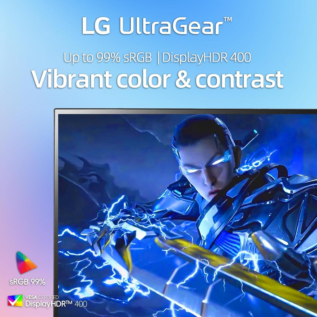 LG 27' Ultragear QHD (2560x1440) IPS Gaming Monitor, 240Hz, 1ms, G-Sync AMD FreeSync Premium, 100% sRGB, HDR400, 1 x DisplayPort, 2 x HDMI, 4-Pole HP Out DTS GP:X, Tilt/Height/Pivot Stand, Black
