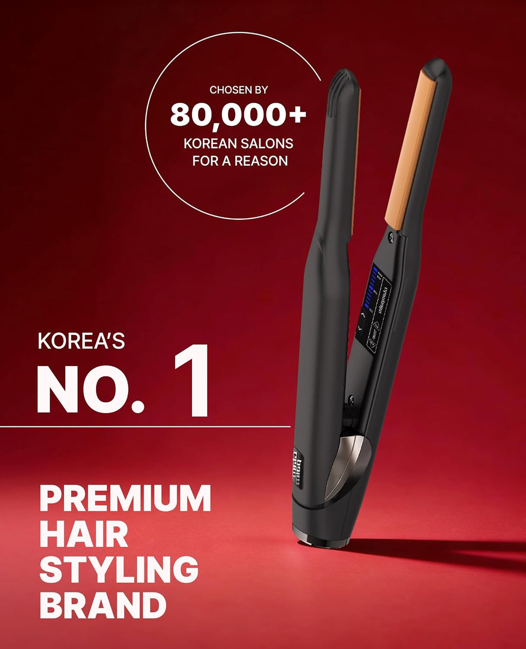 GLAMPALM Classic Volumizing 0.4' | Ceramic Flat Iron Infused with Vita-C Curved Plates for Volume & Curl Korean No.1 Hair straighteners for Women, Root Volume Iron | GP102