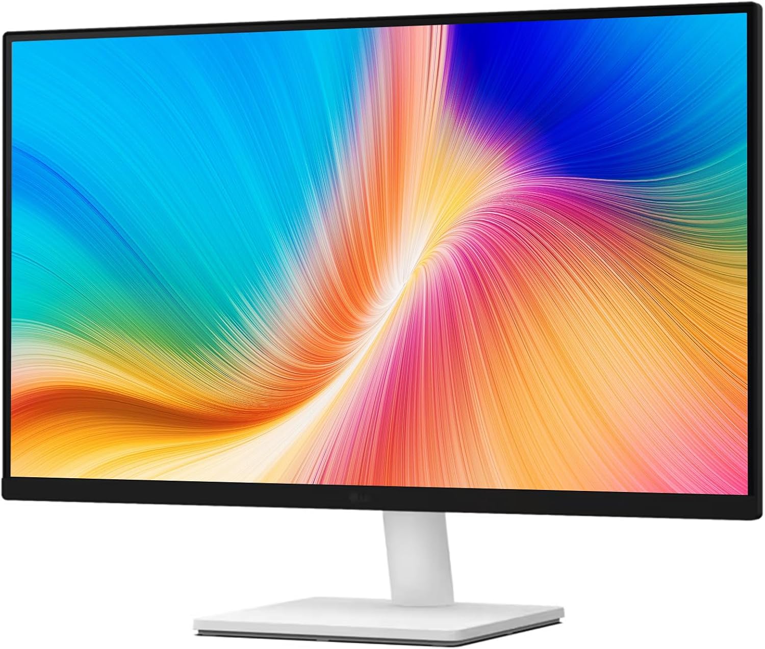 LG 27' 4K UHD (3840x2160) IPS Monitor, 60Hz, Dynamic Action Sync, Black Stabilizer, HDR10, Reader Mode and Flicker Safe, Anti-Glare, OnScreen Control, HDMI & DisplayPort, Tilt Adjustable, White