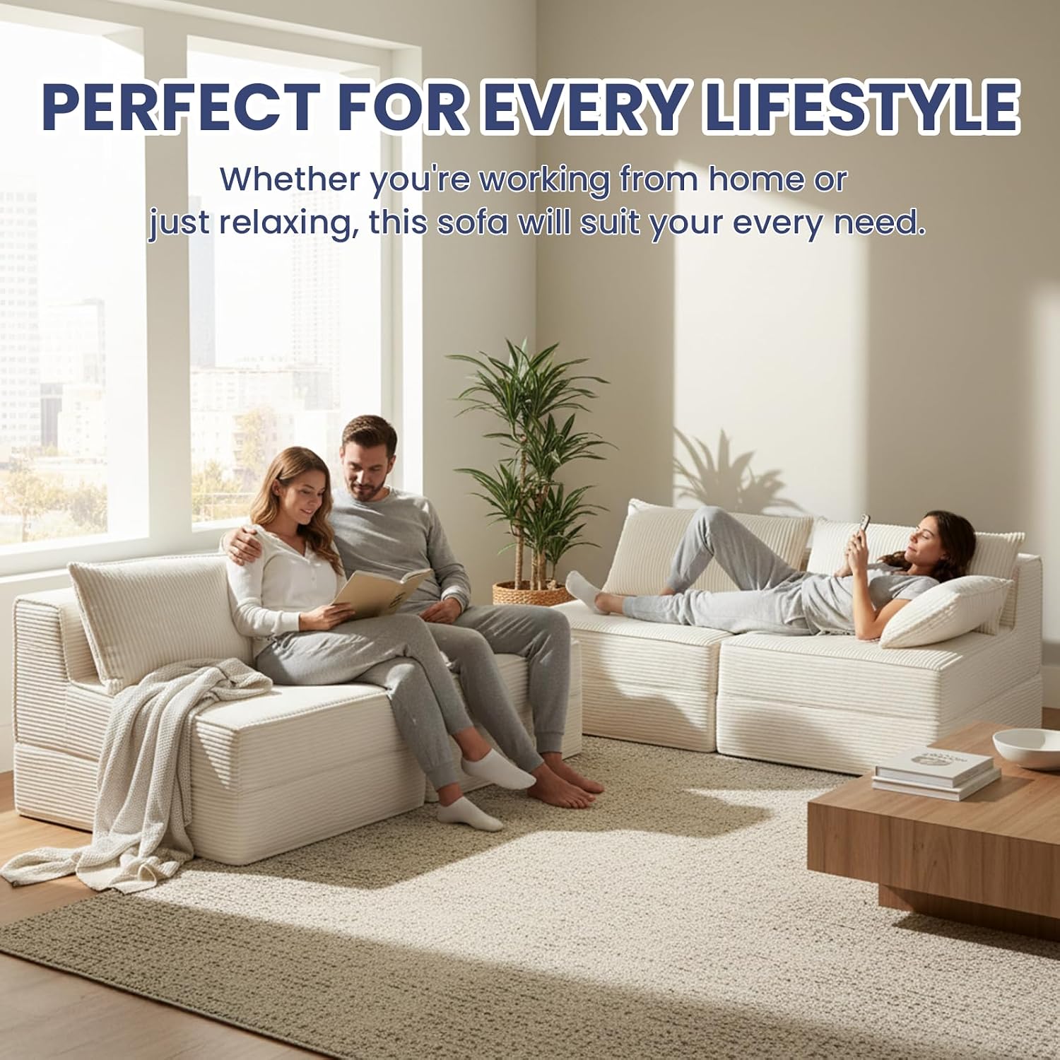 Convertible Sofa Bed, Fold Out Loveseat Sleeper Sofa Chair with Pillow, Folding Sofa Bed with Back Support, Portable Chair Bed Comfy Floor Lounge Sofa for Living Room Bedroom Guest Room, Beige
