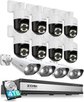 ZOSI 16 Channel 4K PoE Security Camera System with AI Face Person Vehicle Detection, 12 Wired 5MP 3K Outdoor Bullet PT PoE IP Cameras, 2-Way Audio, Spotlight, 5X Digital Zoom, 4TB HDD, 24/7 Recording